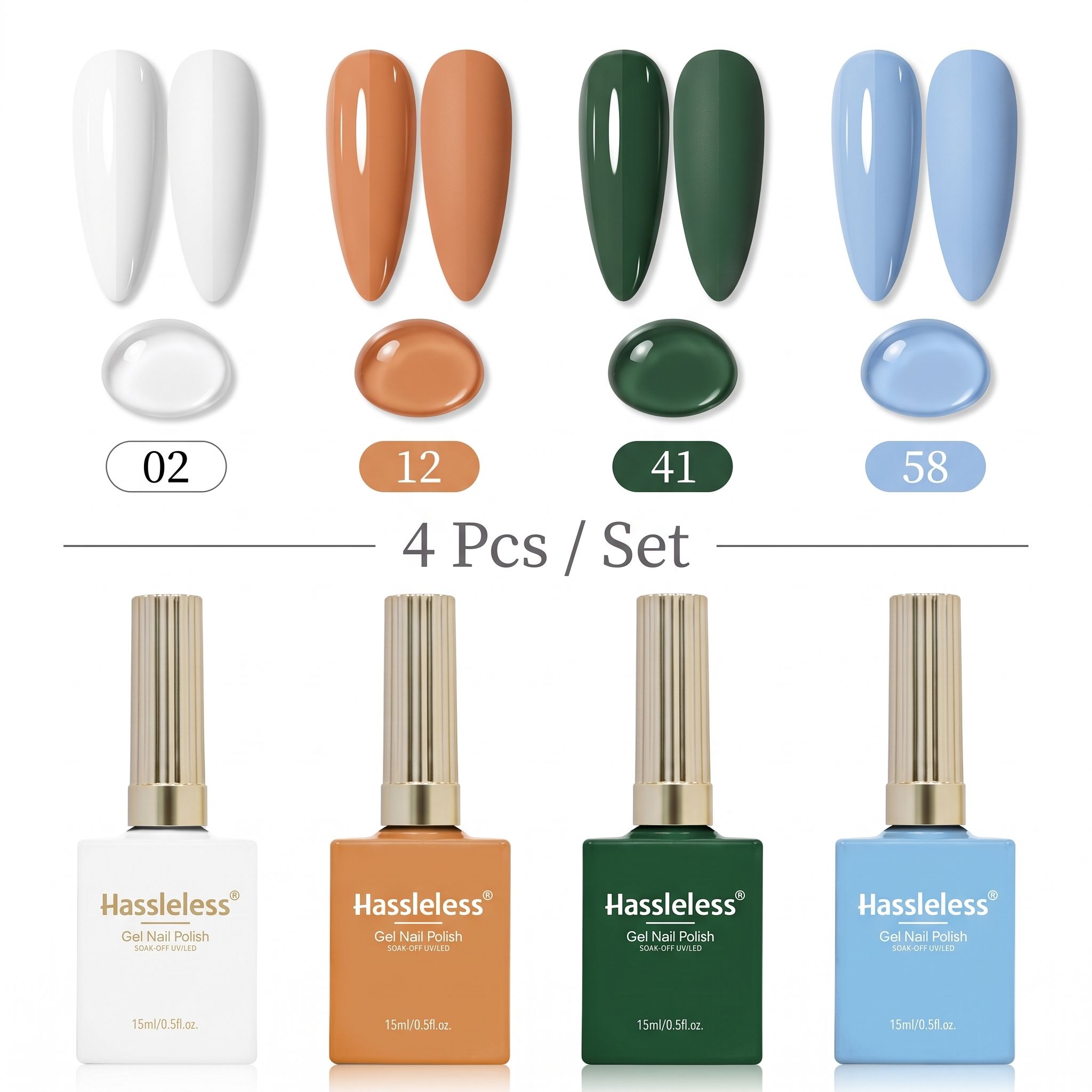 Nail Art Orange - Hassleless 4Pcs Nail Polish Gel Set