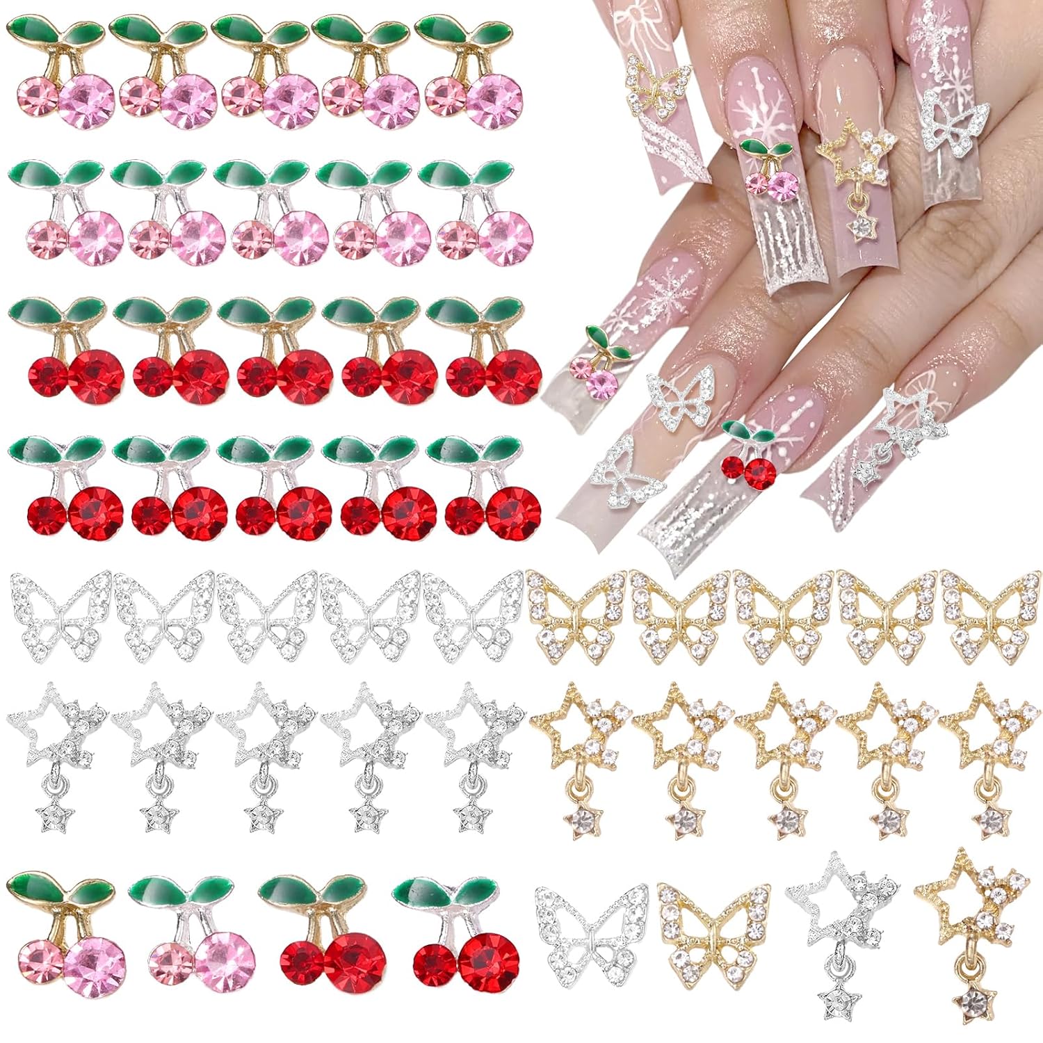 40 Pcs Alloy Nail Gems Charms, - Nail Art Valentines Day recension och pris
