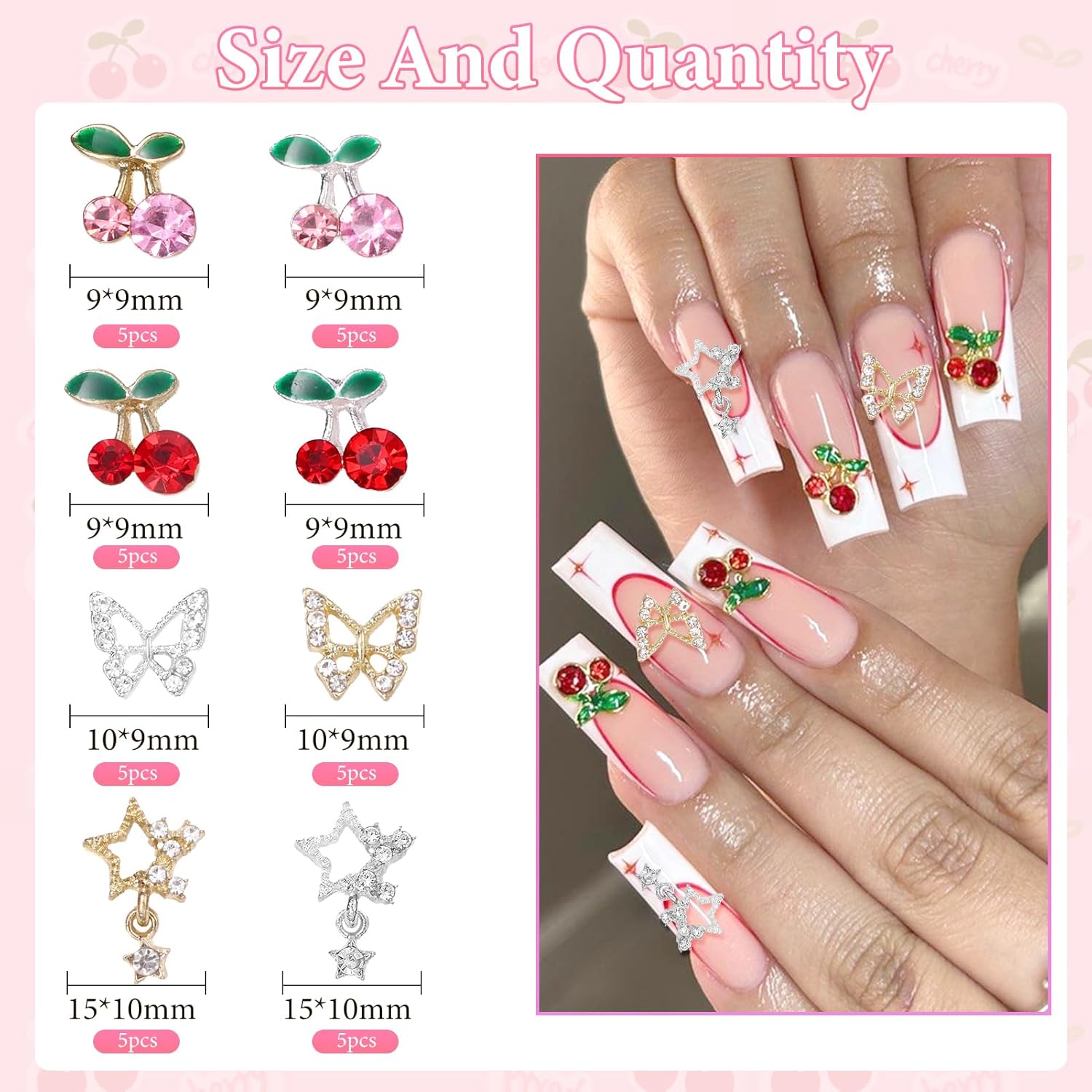 40 Pcs Alloy Nail Gems Charms, - Nail Art Valentines Day recension och pris