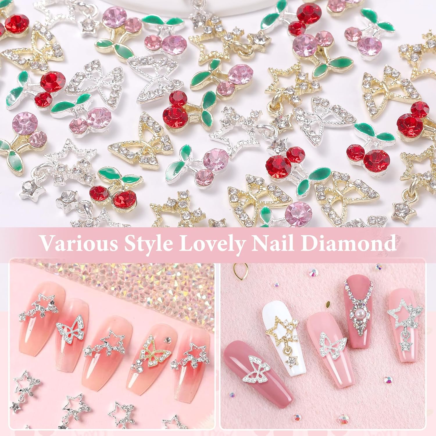 40 Pcs Alloy Nail Gems Charms, - Nail Art Valentines Day recension och pris
