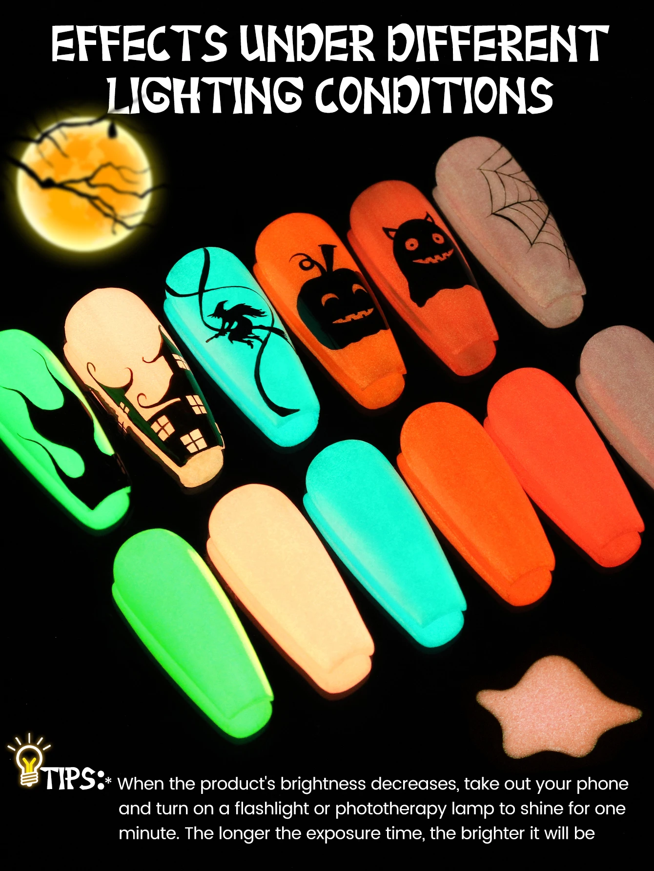 YOKEFELLOW Glow in the Dark Ge - Nail Art Orange recension och pris