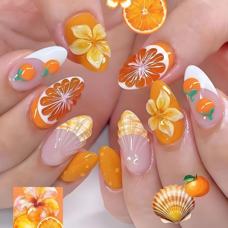 2026New 30pcs 3D Fruit Orange  - Nail Art Orange recension och pris