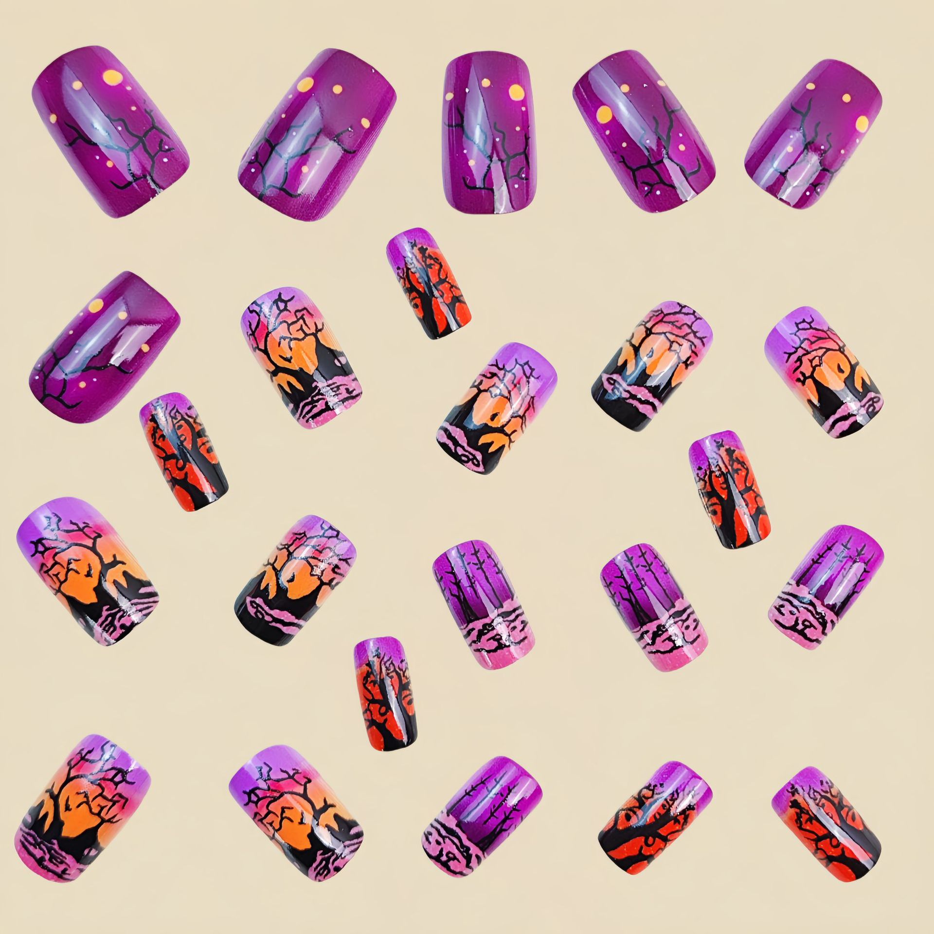 Medium Square fake nails for w - Nail Art Orange recension och pris