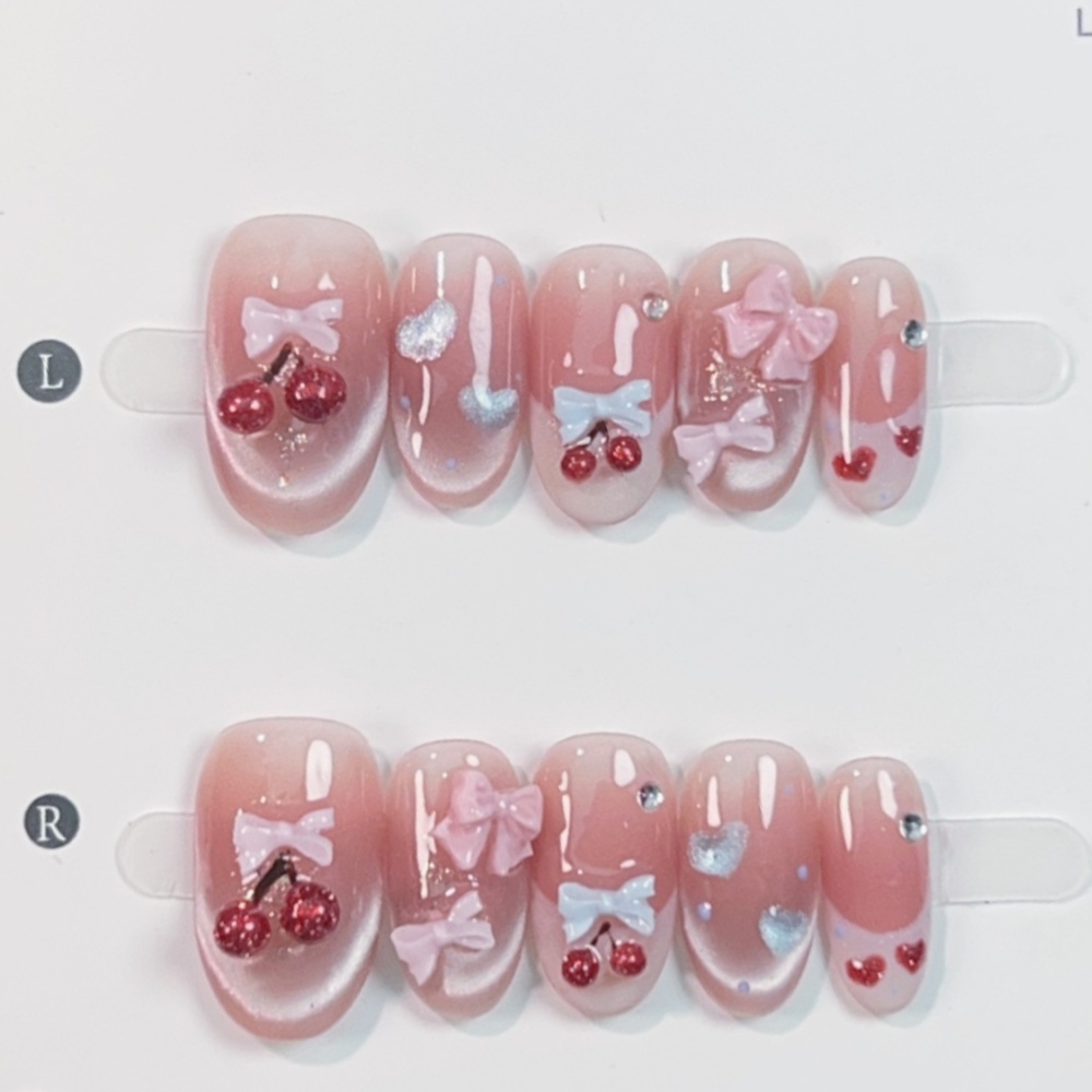 10pcs Cat's Eye Handmade Fake  - Nail Art Pink recension och pris