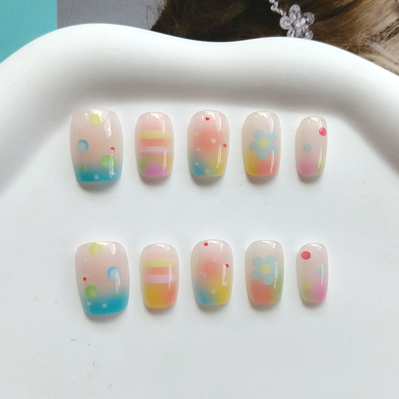 10Pcs Rainbow Bubble Gum Sweet - Nail Art Ombre recension och pris